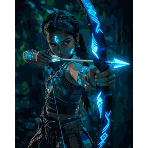 Картина за номерами SANTI Шипи та троянди Містична лучниця 40х50 см LED підсвітка (956665) арт: 956665-tp