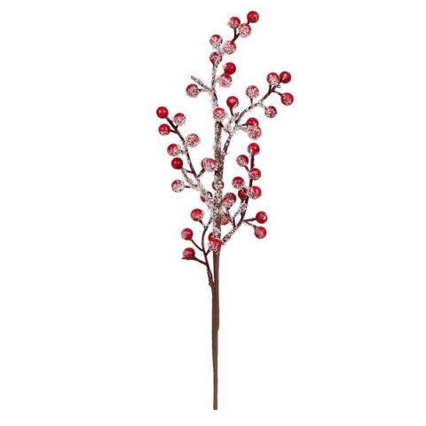 Ветка декоративная Yes! Fun с красными ягодами, 36см, заснеженная (973945)