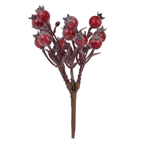 Ветка декоративная Yes! Fun с красными ягодами, 17см, засахаренная (973953)