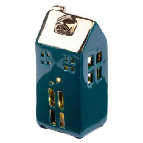 Декор Novogod‘ko Будиночок-свічник, 16см, бірюза, кераміка, LED (974621) арт: 974621-tp
