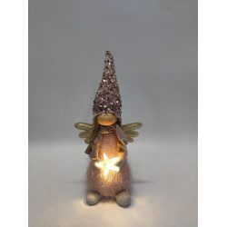 Новорічна м‘яка іграшка Novogod‘ko Дівчинка Янгол у рожевому 40см LED зірка (974627) арт: 974627-tp