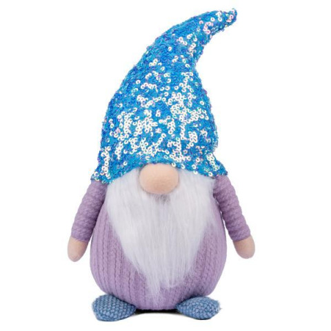 Новорічна м‘яка іграшка Novogod‘ko Гном Хлопчик блакитна паєтка 40см (974637) арт: 974637-tp