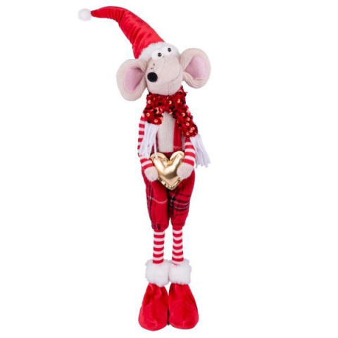 Новогодняя мягкая игрушка Novogod&lsquo;ko "Мышонок Мальчик" в красном, 56см (974641)