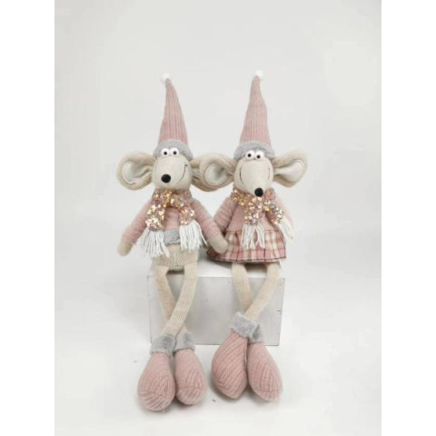 Новорічна м'яка іграшка Novogod‘ko "Мишеня Хлопчик" в рожевому, 69см, сидить (974643)