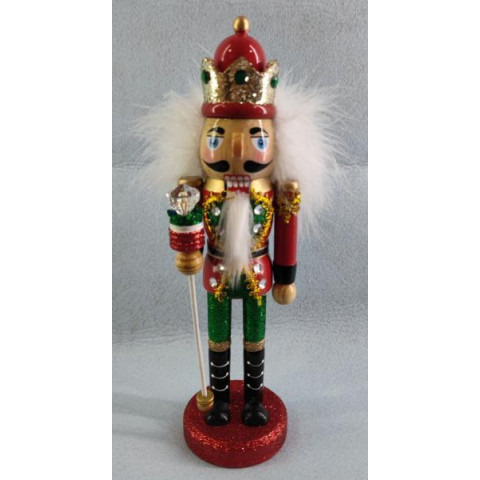 Фігурка декоративна Novogod‘ko Лускунчик 25см, дерево, червоно-зелений (974681) арт: 974681-tp