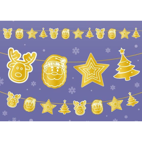 Гірлянда бум. фігурна Novogod‘ko Святкова 12 фігурок 3м золото (974713)