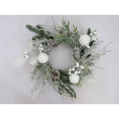 Венок декоративный Yes!Fun с белыми шарами, 48 см (974757)