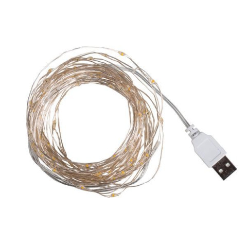 Электрогирлянда Yes! Fun Нить на медной проволоке 100 LED тепло-белая 10 м статич, USB (975035)