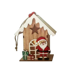 Фигурка новогодняя Yes! Fun Домик с Сантой 11см подвеска дерево LED (975073)