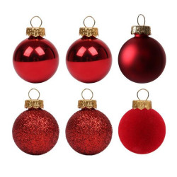 Набор новогодних шаров Yes! Fun пластик 8см, 6 штук в тубусе, красный (975119)