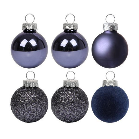 Набір новорічних куль Yes! Fun пластик 8см, 6 штук у тубусі, фіолетово-синій (975125) арт: 975125-tp