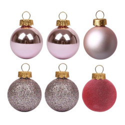 Набор новогодних шаров Yes! Fun пластик 8см, 6 штук в тубусе, пудрово-розовый (975126)