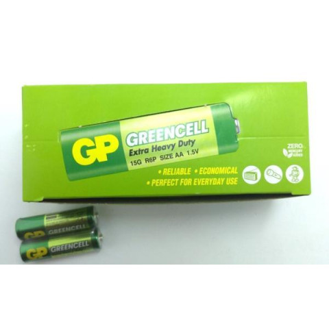 Батарейка GP GREENCELL, R6, АА, 1.5V, 15G-S2, сольова, ЦІНА ЗА УП. 40ШТ, у кор. 14*5*5см
