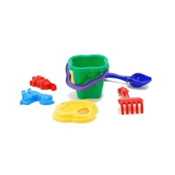 Песочный набор "Колокольчик №1 ведро, сито, лоп., граб., 3 пасочки, сетка 12*10см, ТМ Колорпласт, Украина 