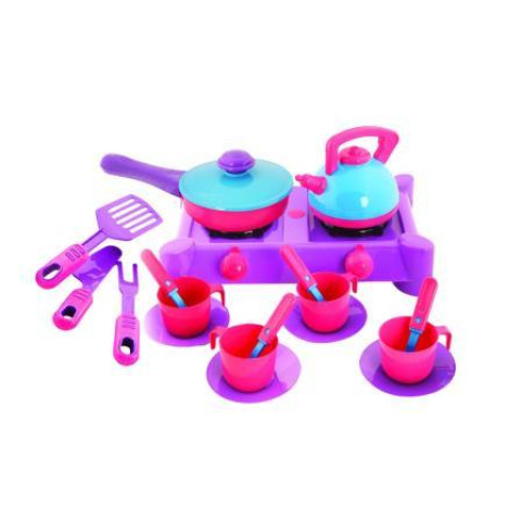 Плита з посудом, 18 предметів, в сітці 30*17*18,5см, ТМ KINDER WAY, Україна