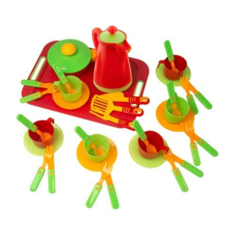Посуд, 36 предм., з підносом, в сітці 22*30см, ТМ KINDER WAY, Україна
