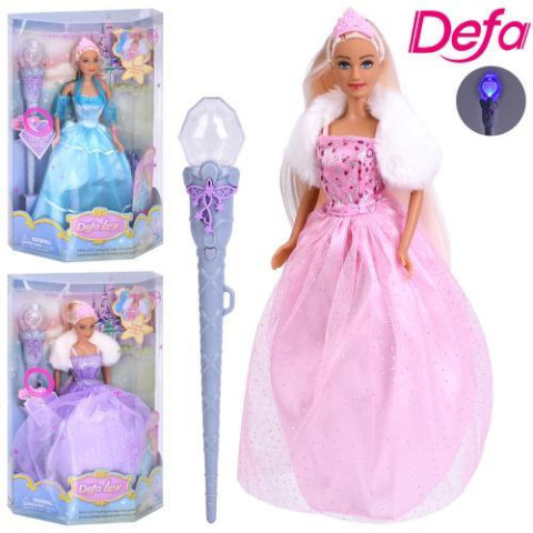 Кукла Defa, 3 вида, с волш/палочкой - свет, в вечернем платье, в кор. 32*21*7см 