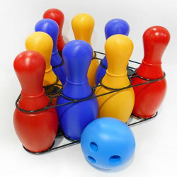 Кегли "Радуга-9", кегли- 9шт, шар, в сетке 32*25см, ТМ Колорпласт, Украина