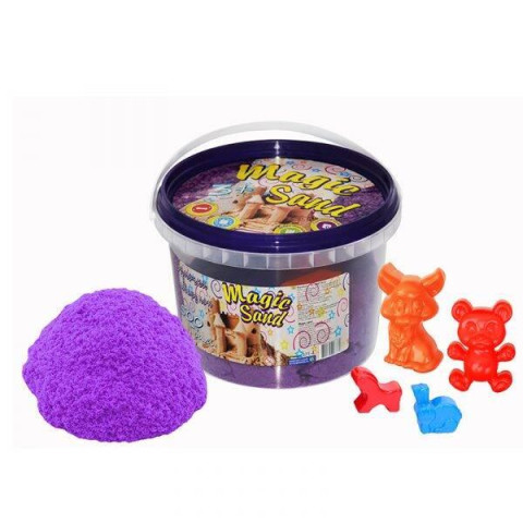 Кінетичний пісок Magik sand, 0.500кг, бузковий, у відрі 12*12см, Україна, ТМ Стратег  арт: 371-4S