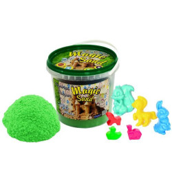 Кинетический песок Magik sand, 1кг, зеленый, в ведре 13*13см, ТМ Стратег, Украина
