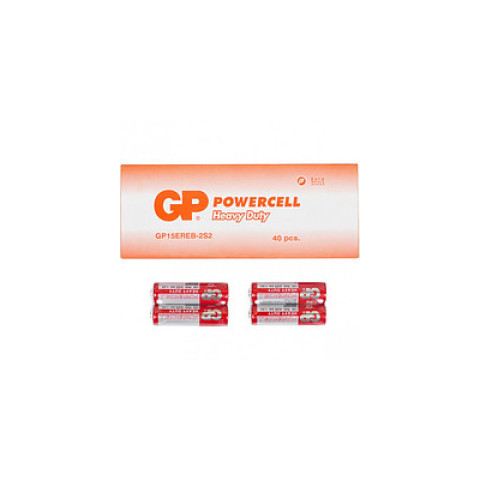 Батарейка GP POWERCELL R6 AA  1.5V, ЦІНА ЗА УП. 40ШТ, сольова, 15EREB-2S2 арт: 066566