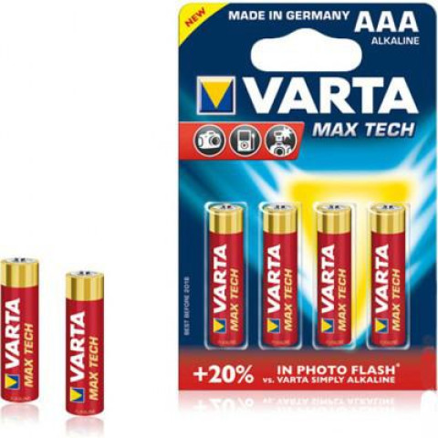 Батарейка VARTA Max-Tech LR03-U4, ЦІНА ЩА УП. 4ШТ, на планш. 12*8см арт: 104734