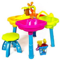Столик для песка с лодочкой и ремнями, стульчиком, в кор. 60*35*18см, ТМ KINDER WAY, Украина, арт: 01-122