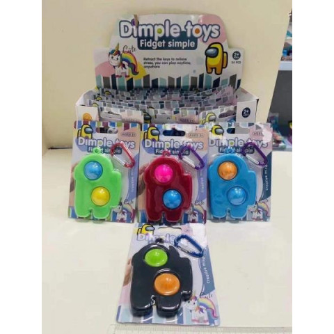Антистресс игрушка брелок POP IT Dimple toys Амонг Ас на планш. 13*9см