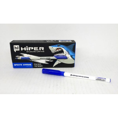 Ручка гелева Hiper White Shark, 0,6 мм, синя, ЦІНА ЗА УП. 10ШТ, в кор. 15*7*2см