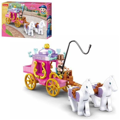 Конструктор SLUBAN карета с лошадьми,  139 деталей, в кор. 24*19*4,5см