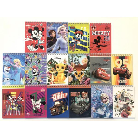 Блокнот А6 48 листов, пружина сверху, Disney, клетка, ЦЕНА ЗА 1ШТ, ТМ Тетрада, Украина