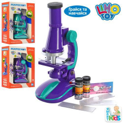 Микроскоп LIMO TOY, 19,5см, свет, стекла, пробирки 2шт, 2цв, бат., в кор. 18*25*7,5см