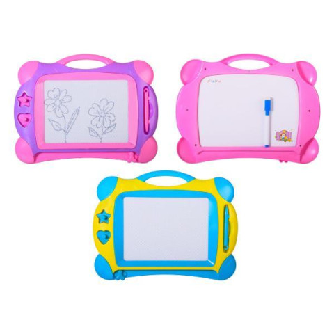 Доска для рисования магнитная 2-х сторонняя 32,5*25*2см, 2 штампа, маркер, 2 цвета, пак. 35*29 см