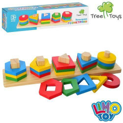 Деревянная игрушка "Геометрика" фигуры 20шт, в кор. 33*7*6см 