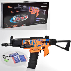 Автомат 73,5см, аккум, лазер, мягкие пули 30шт, USBзарядное, в кор. 55,5*26,5*8,5см 