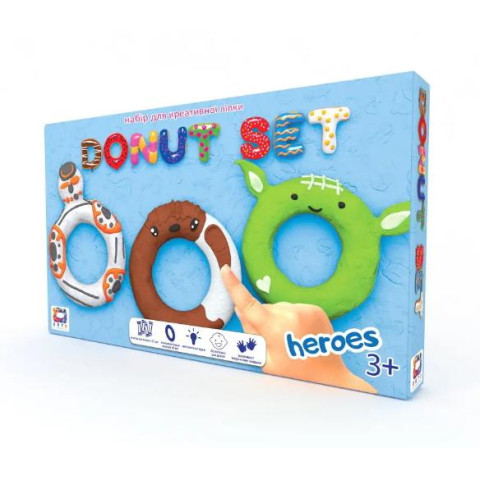 Набор для лепки TM Moon Light Clay Donut Set HEROES легкий пластилин, в кор. 32*19*3см