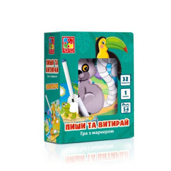 Игра настольная "Пиши та витирай. Зоопарк" (укр), в кор. 17*13*6см, ТМ Vladi Toys, Украина