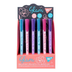 Ручка  маслянная «Glam», 0,7мм, синяя, ЦЕНА ЗА УП. 24ШТ, ТМ YES, Украина