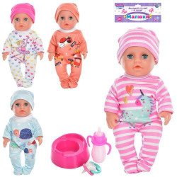 Пупс 17см, горшок, бутылочка, соска, LIMO TOY 4 вида, пак. 20*25*5см