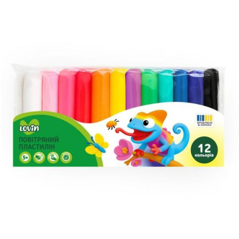 Набор для лепки воздушный пластилин, 12 цветов, ТМ Lovin, пак. 18*8*4см