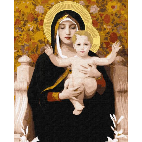 Картина за номерами Люди. Мадонна з ліліями, 40х50см, в термопакеті, Идейка (KHO4905)