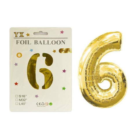 Кулька цифра 75см, в індивідуальній упаковці, золото, пак. 20*14см