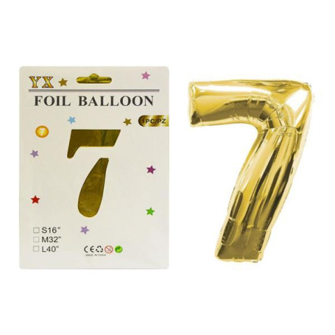 Кулька цифра 75см, в індивідуальній упаковці, золото, пак. 20*14см