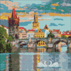 Алмазная мозаика  Города. Вечерняя Прага, 40х40см, холст на подрамнике, Идейка (AMO7217)