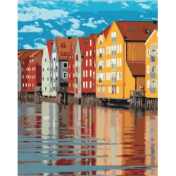 Картина за номерами Міста. Кольорові будиночки, 40х50см, в термопакеті, Brushme (BS52444)