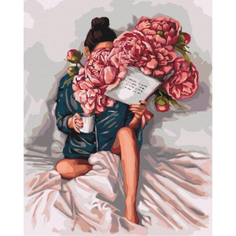 Картина за номерами Квіти. Історія півоній, 40х50см, в термопакеті, Brushme (BS52470)
