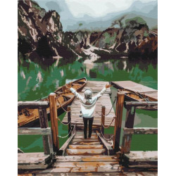 Картина за номерами Пейзаж. Мандрівниця на озері Брайєс, 40х50см, в термопакеті, Brushme (BS52566)