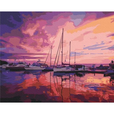 Картина за номерами Квіти. Рожевий світанок у яхт-клубі, 40х50см, в термопакеті, Brushme (BS52644)
