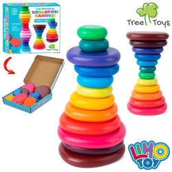 Деревянная игрушка Баланс кольца-камни, 12шт, LIMO TOY, в кор. 19*17*3,5см