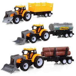 Стройтехника с прицепом, 23см, подвиж. детали, 3 вида, пак. 23*5,5*6см 